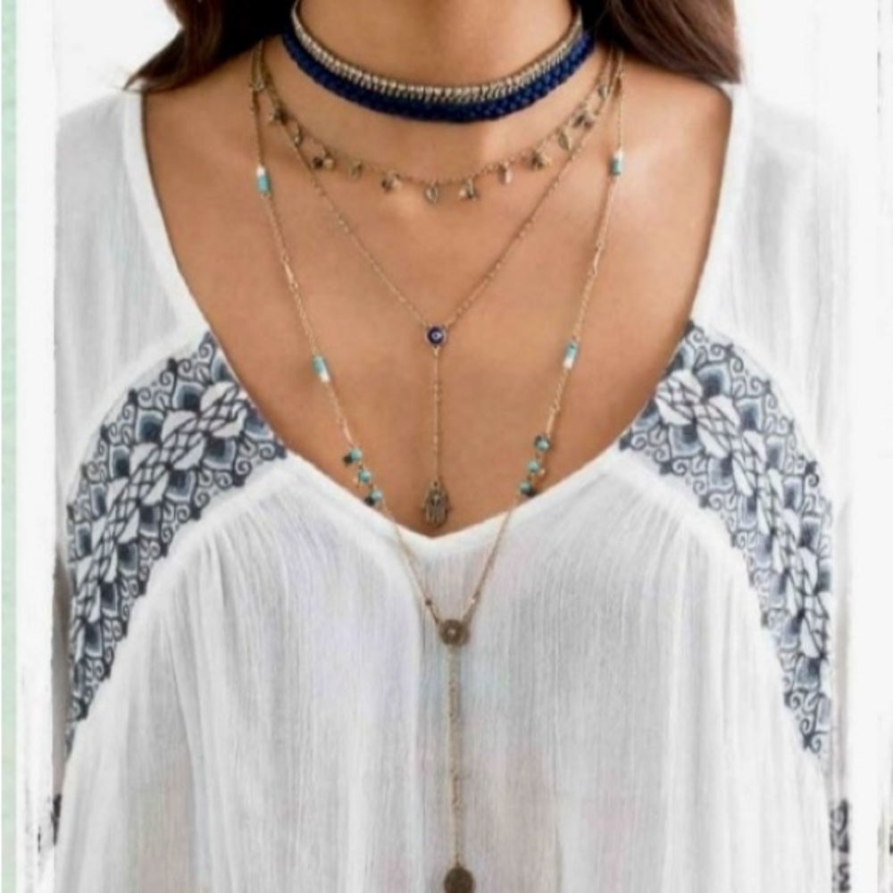 3 pieces set: Chloe + Isabel Mystic set. Layered Necklace, collar, bracelet